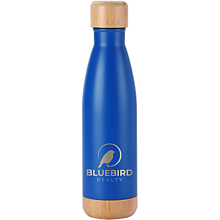Custom Voyager Bottle With Bamboo Base And Lid, 17 Oz