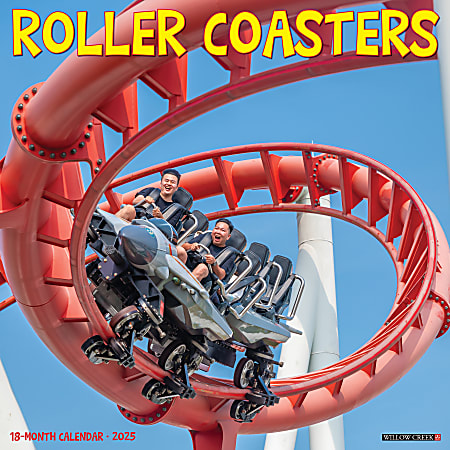 2025 Willow Creek Press Monthly Wall Calendar, 12" x 12", Roller Coasters, January 2025 to December 2025, 44674