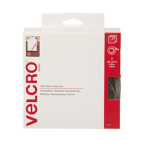 VELCRO® Brand Velcro Self Stick Tape Roll With Dispenser Box, Clear, 3/4" x 180"