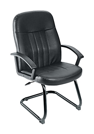 Boss Office Products Budget Bonded Leather Guest Chair, Black