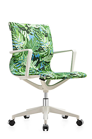 Raynor® Elizabeth Sutton Wynwood Pura Vida Fabric Mid-Back Task Chair, Green Pura Vida/White/Silver