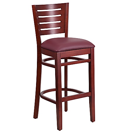 Flash Furniture Slat Back Restaurant Bar Stool, Burgundy/Mahogany