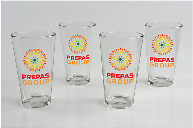 Custom Promotional Pint Glasses, 16 Oz, Set Of 4 Glasses