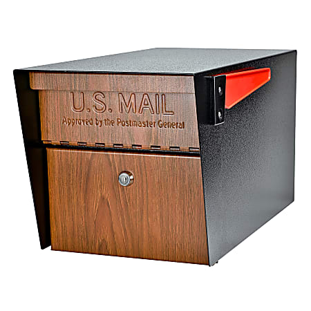 Mail Boss Mail Manager Locking Security Mailbox, 11-1/4"H x 10-3/4"W x 21"D, Wood Grain