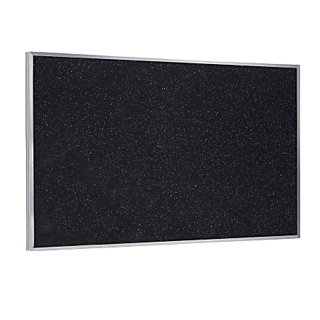 Ghent Bulletin Board, Recycled Rubber, 3 1/24" x 5 1/24", Aluminum Frame With Confetti Silver Finish