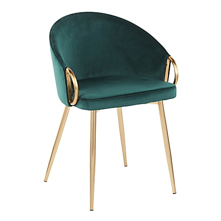 LumiSource Claire Accent/Dining Chair, Emerald Green/Gold