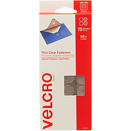 VELCRO Brand Thin Clear Fasteners 3/8in Circles, Clear - 56 ct.