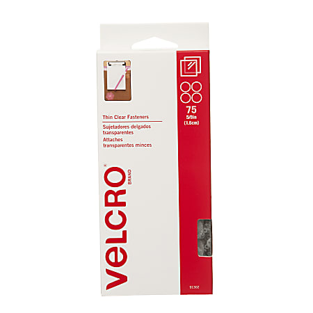 VELCRO® Brand Self Stick Round Fasteners, Hook, Clear,
