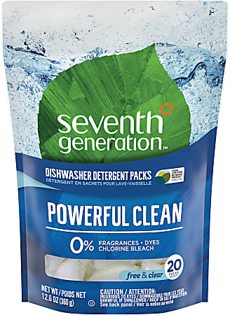 Seventh Generation® Natural Dishwasher Detergent Packs, 20 Packs Per Pouch, Carton Of 12 Pouches