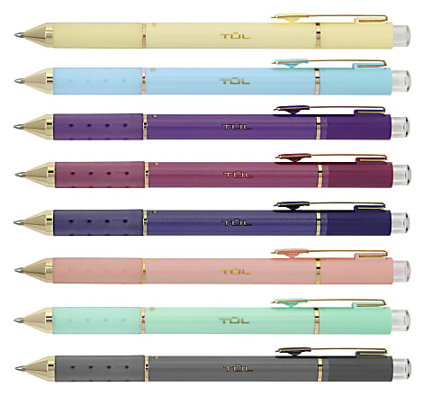 TUL Retractable Gel Pens, Medium Point, 0.8 Mm, Assorted Barrel Colors,  Assorted Metallic Inks, Pack Of 8 Pens 8 ct