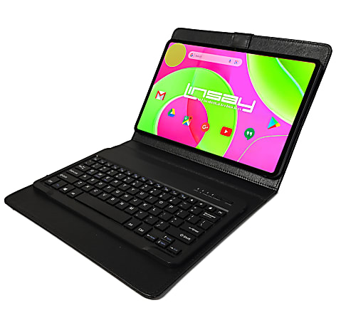 Linsay Octa Core Wi-Fi Tablet, 12”, 8GB Memory, 256GB Storage, Android 14, With Black Style Keyboard And Application Pack
