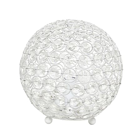 Elegant Designs Crystal Ball Table Lamp, 8"H, White