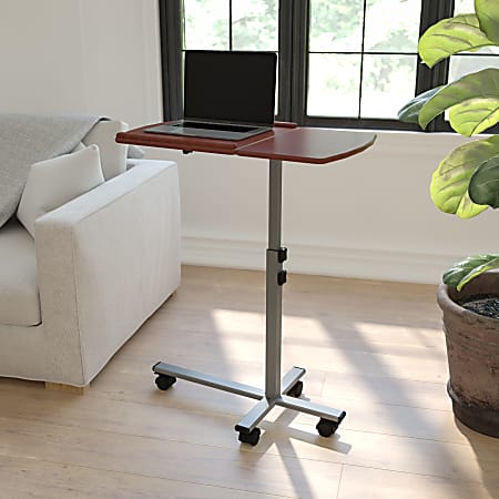 Flash Furniture 30"W Mobile Laptop Computer Desk, Cherry