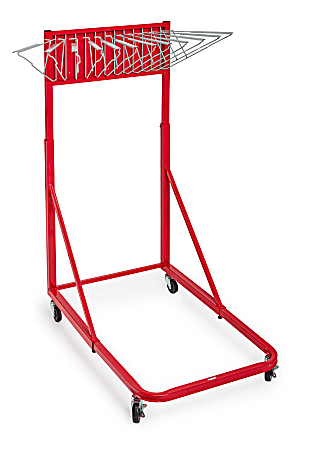 Alpine AdirOffice Blueprint Vertical File Rolling Stand, 46”H x 27”W x 28-1/2”D, Red