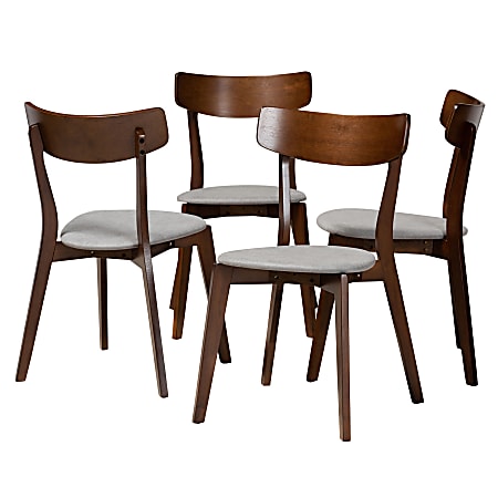Baxton Studio Iora Dining Chairs, Light Gray/Walnut, Set