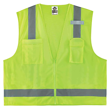 Ergodyne GloWear® Safety Vest, Economy Surveyor's 8249Z, Type R Class 2, X-Small, Lime