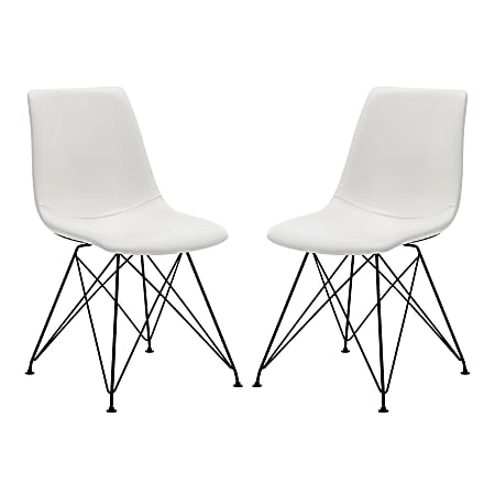 Office Star Trenton Faux Leather Accent Chairs, White, Set Of 2 Chairs