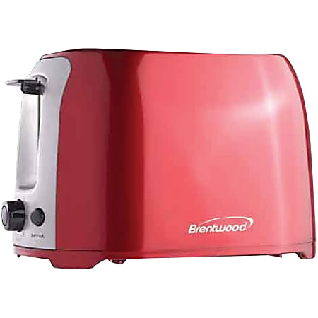 Brentwood 2 Slice Cool Touch Toaster ; Red and Stainless Steel - 800 W - Toast, Reheat, Browning - Red, Stainless Steel