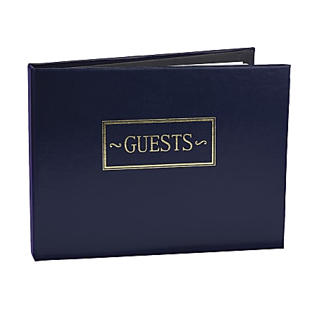 Taylor Party And Event Guest Book, 5-3/4” x 7-1/2”, Navy Blue/Gold