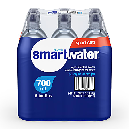 smartwater vapor distilled premium water bottle, 23.7 oz