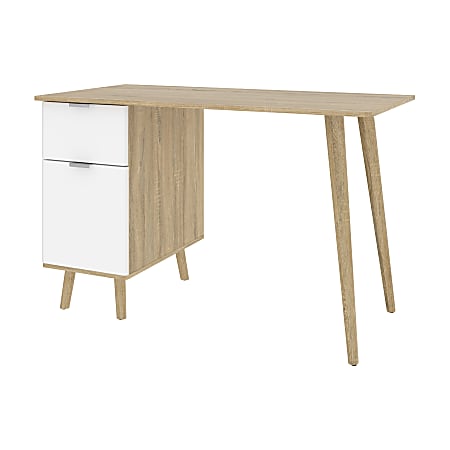 Bestar Procyon 48"W Small Computer Desk, Modern Oak/UV White