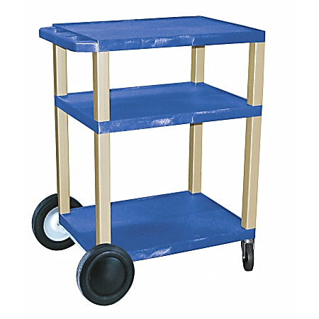 H. Wilson Plastic Utility Cart With Big Wheel Kit, 34"H x 24"W x 18"D, Blue