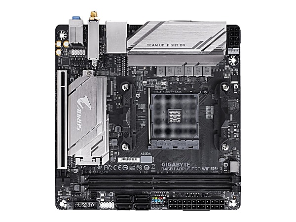 Gigabyte B450 I AORUS PRO WIFI - 1.0 - motherboard - mini ITX - Socket AM4 - AMD B450 Chipset - USB 3.1 Gen 1, USB 3.1 Gen 2 - Bluetooth, Gigabit LAN, Wi-Fi 5 - onboard graphics (CPU required) - HD Audio (8-channel)