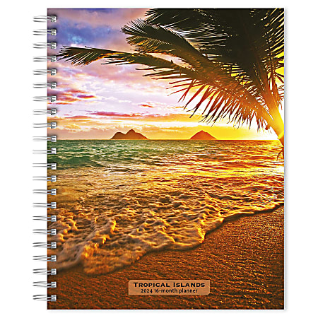 2023-2024 BrownTrout 16-Month Weekly/Monthly Engagement Planner, 7-3/4" x 7-3/16", Tropical Islands, September To December