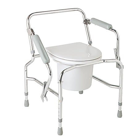 Medline Steel Drop-Arm Commode, Chrome