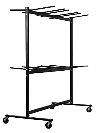 Alpine AdirOffice 1,000 Lb 2-Tier Steel Folding Chair Cart, 76-1/8"H x 67-3/4"W x 33-1/8"D, Black