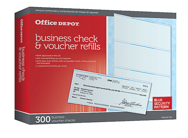 Office Depot® Brand Business Check Refill Pack, 1-Part, Pack Of 300