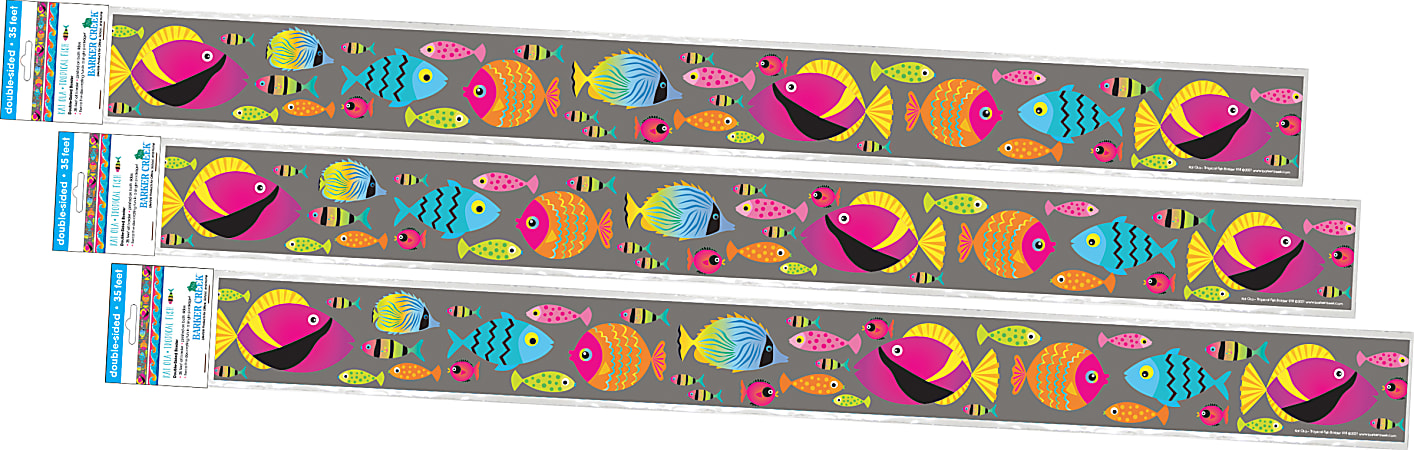 Barker Creek Double-Sided Straight-Edge Border Strips, Kai Ola Tropical Fish, 3" x 35", Set Of 36 Strips