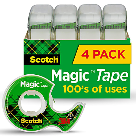 Scotch® Magic™ Invisible Tape In Dispensers, 3/4" x 300", Clear, Pack of 4 rolls
