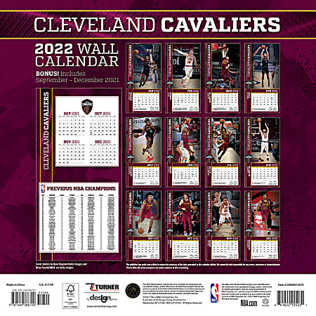 Cav Schedule 2022 Lang Turner Monthly Calendar Cavaliers 2022 - Office Depot