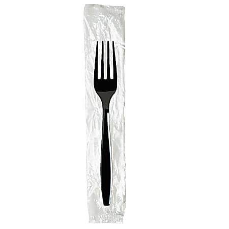 Dixie® Individually Wrapped Heavyweight Forks, Black, Carton Of