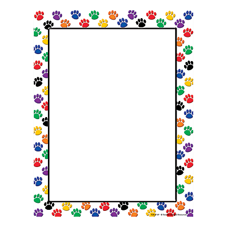 Teacher Created Resources Colorful Paw Prints Computer Paper, 8 1/2" x 11", 20 Lb, Multicolor, 50 Sheets Per Ream, Case Of 5 Reams