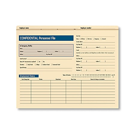 ComplyRight Confidential Personnel Files, 9 1/2" x 11 3/4", Manila, Pack Of 25