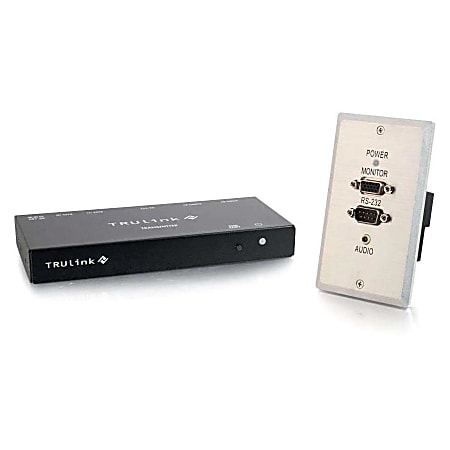 C2G 300ft VGA+3.5mm Audio+RS232 over Cat5 Box Transmitter/Wall Plate Receiver