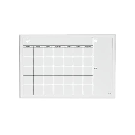 U Brands Magnetic Dry Erase Monthly Calendar Board 30 X 20 White Wood