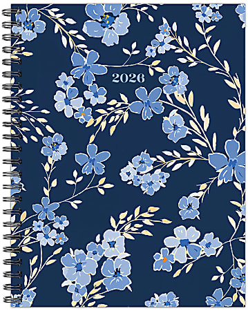 2026 Willow Creek Press Weekly/Monthly Softcover Planner, 8-1/2" x 11", Blue Floral, January To December, 56707