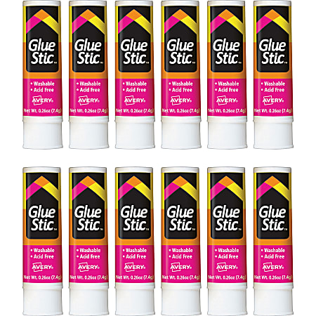 Avery® Permanent Glue Stic - 0.26 fl oz - 12 / Box - White