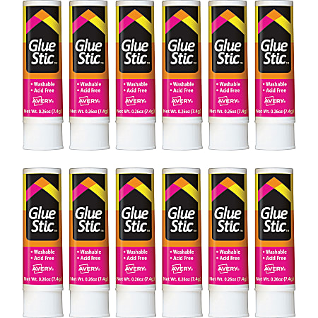 Avery Permanent Glue Stic 0.26 fl oz 12 Box White - Office Depot