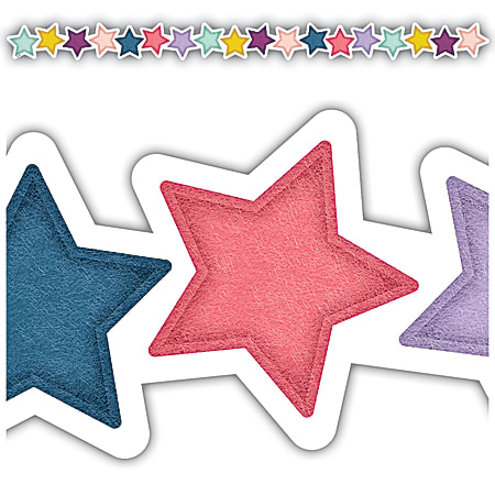 Teacher Created Resources Die-Cut Border Trim Strips, Scalloped, 2-3/4" x 35", Oh Happy Day Stars, Pack Of 12