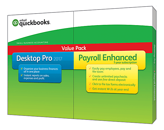 Intuit&reg; QuickBooks&reg; Desktop Pro With Enhanced Payroll 2017, Disc