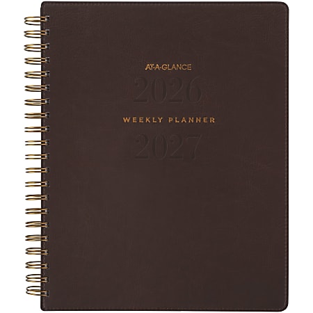AT-A-GLANCE® Signature Collection Academic 2026-2027 Weekly Monthly Planner, Brown, Large, 8 1/2" x 11"