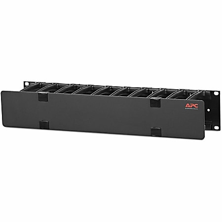 APC by Schneider Electric Horizontal Cable Manager, 2U x 4" Deep, Single-Sided with Cover - Cable Manager - Black - 2U Rack Height - 19" Panel Width - TAA Compliant