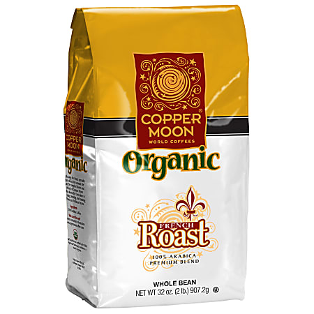 Copper Moon® World Coffees Whole Bean Coffee, French Roast Organic, 2 Lb Per Bag, Carton Of 4 Bags