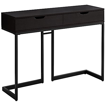 Monarch Specialties Accent Table With Drawers, Rectangular, Cappuccino/Black