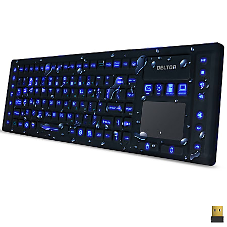 Delton M90 Medical Grade Airtight Waterproof Wireless Backlit Computer Keyboard With Touchpad, Black