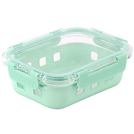 Martha Stewart Glass Container With Snap On Lid, 21 Oz, Mint